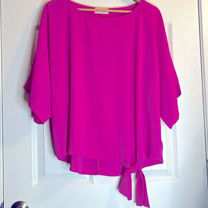 ☀️ THE NINES cropped dropped sleeve blouse Women’s M oversized pink tie detail